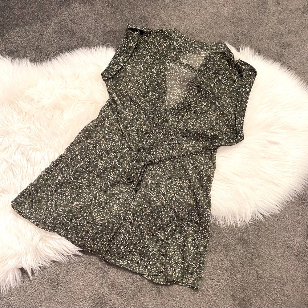 Olive green chiffon tunic - Picture 2 of 5